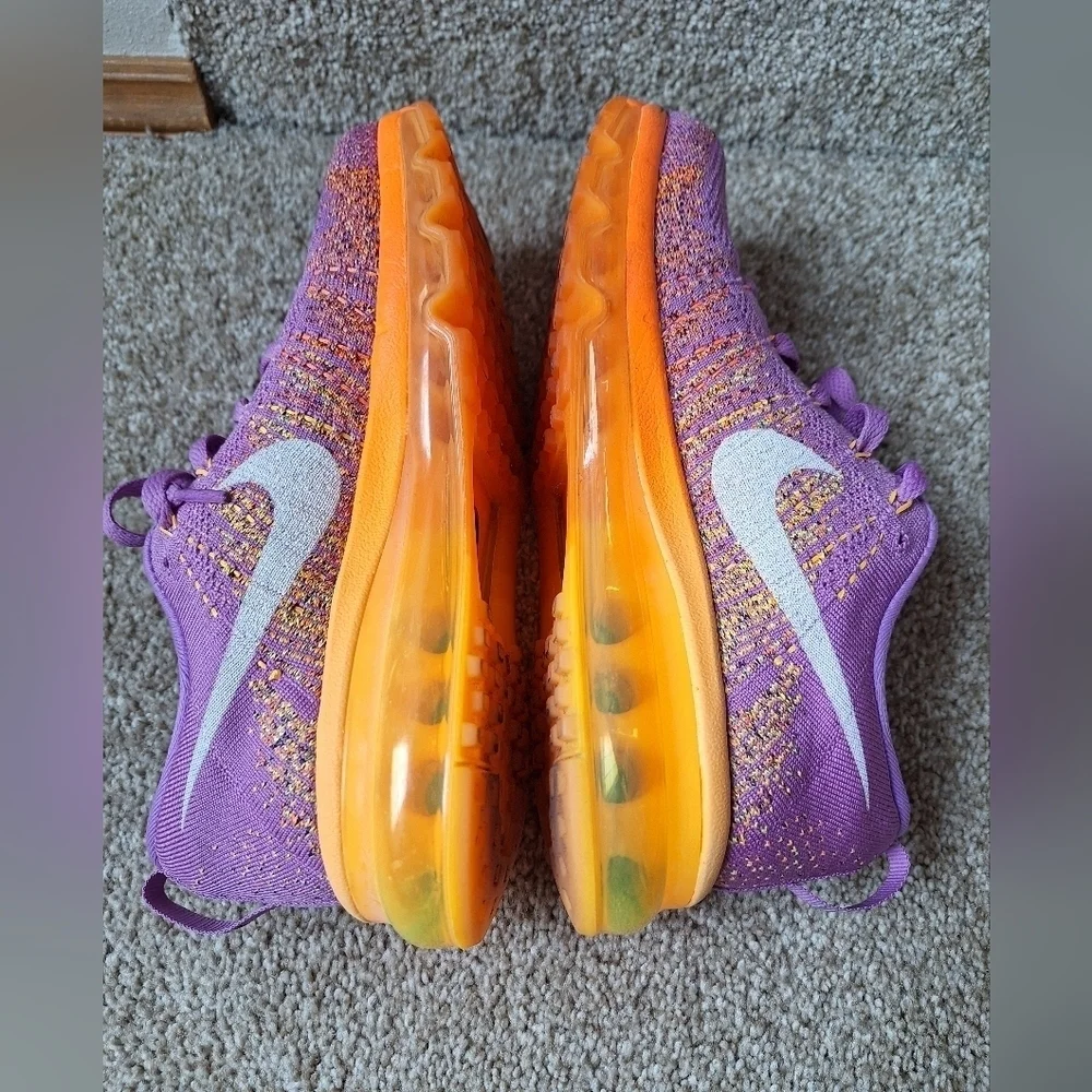 Nike Flyknit Max Atomic Purple Orange Mango Lace Up Sneakers Womens size 6